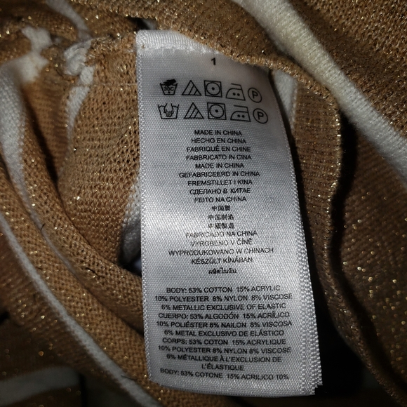 NWOT Michael Kors gold tan striped metallic cowl neck sweater Womens Med… - Picture 2 of 8